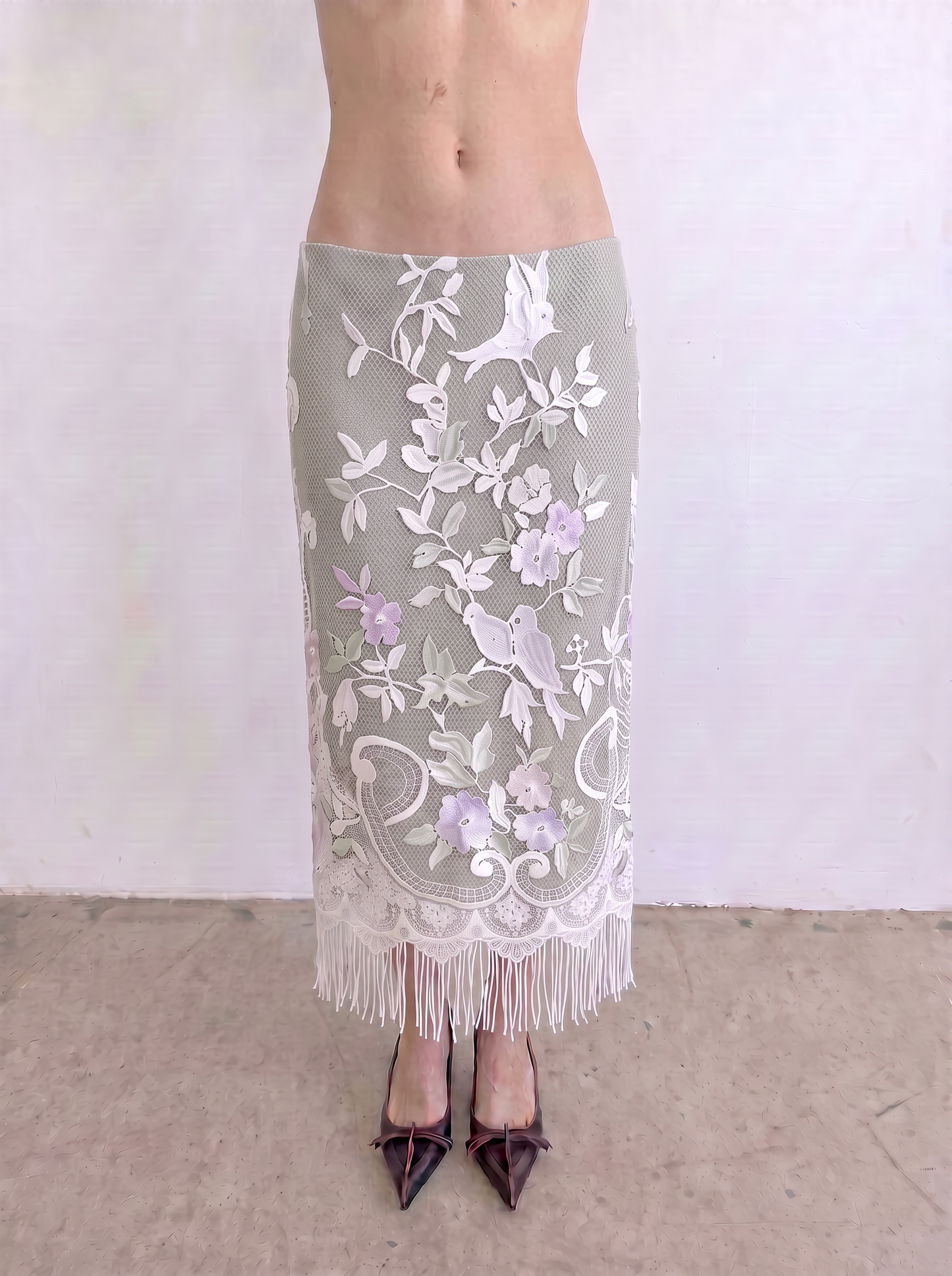 Curtain No. 015 | Long 'Birds' Lace Skirt