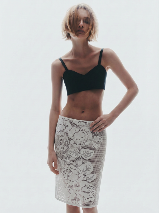 Upcycled Midi Lace Skirt (L)