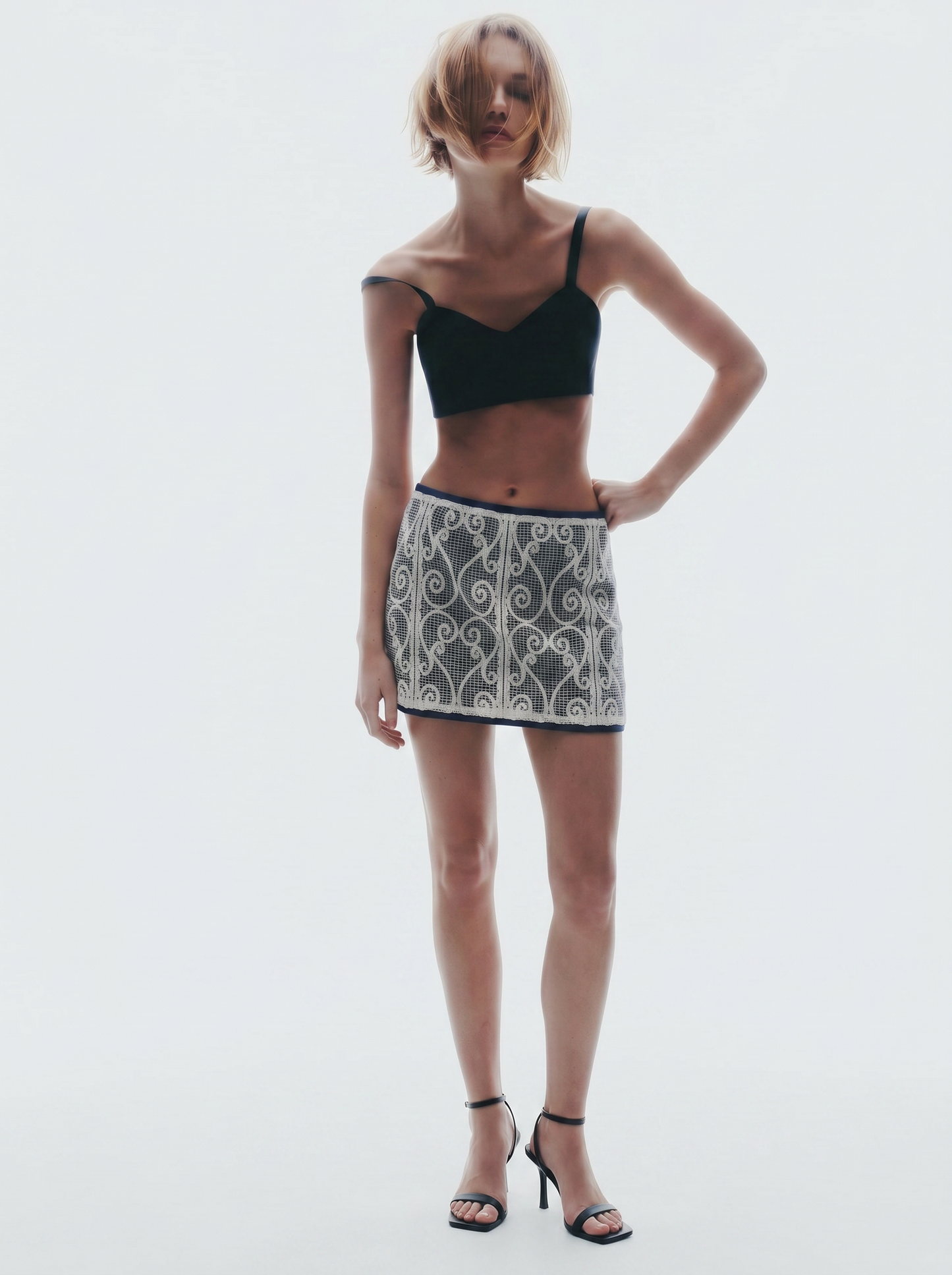 Upcycled Mini Lace Skirt (M)