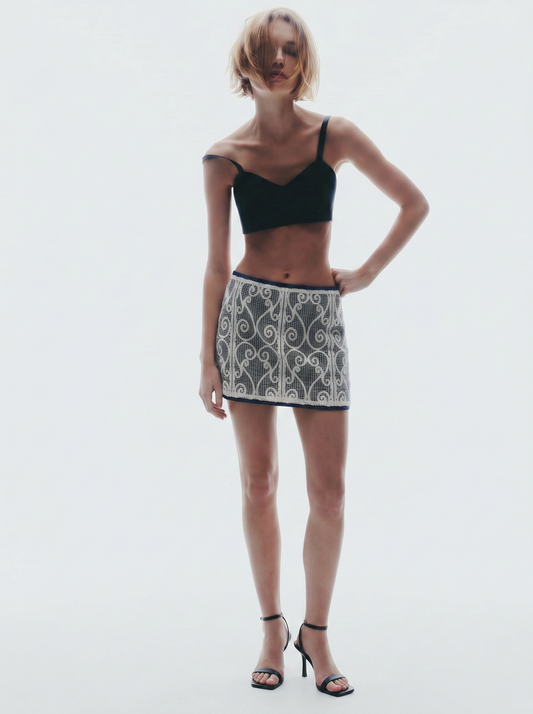 Upcycled Mini Lace Skirt (M)