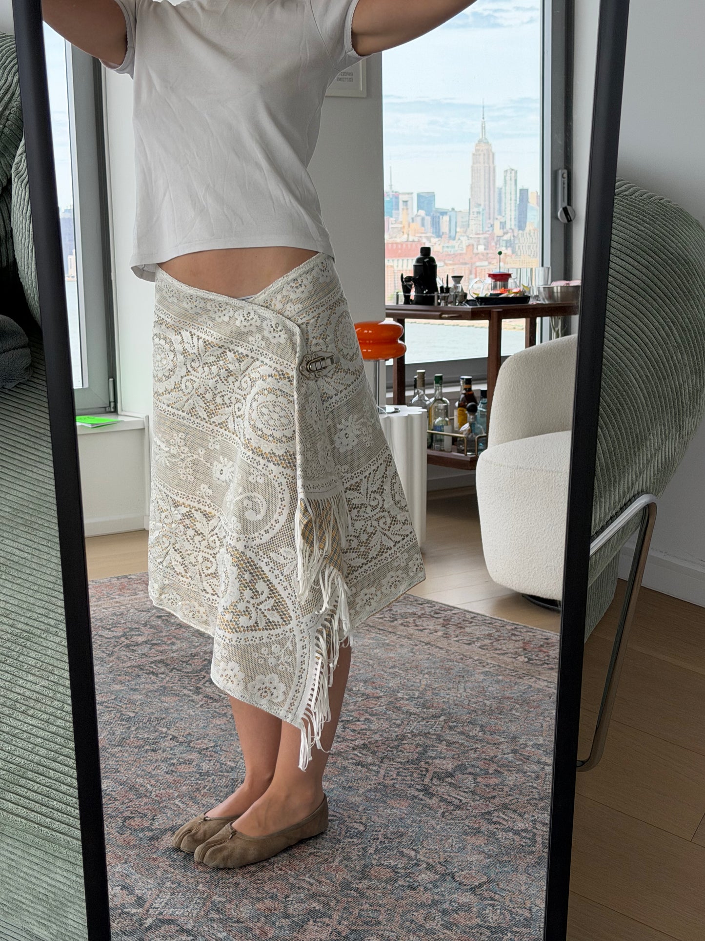 Upcycled Midi Wrap Skirt (S)