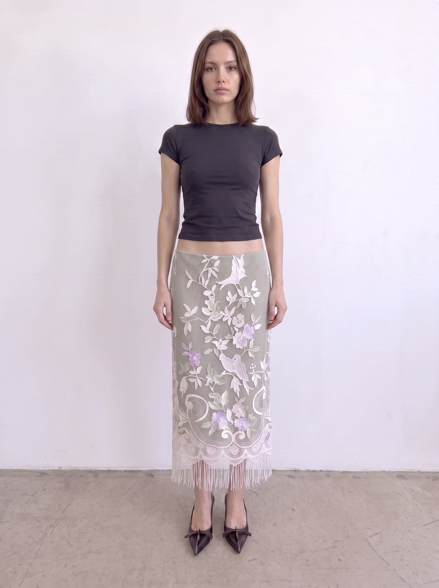 Curtain No. 015 | Long 'Birds' Lace Skirt