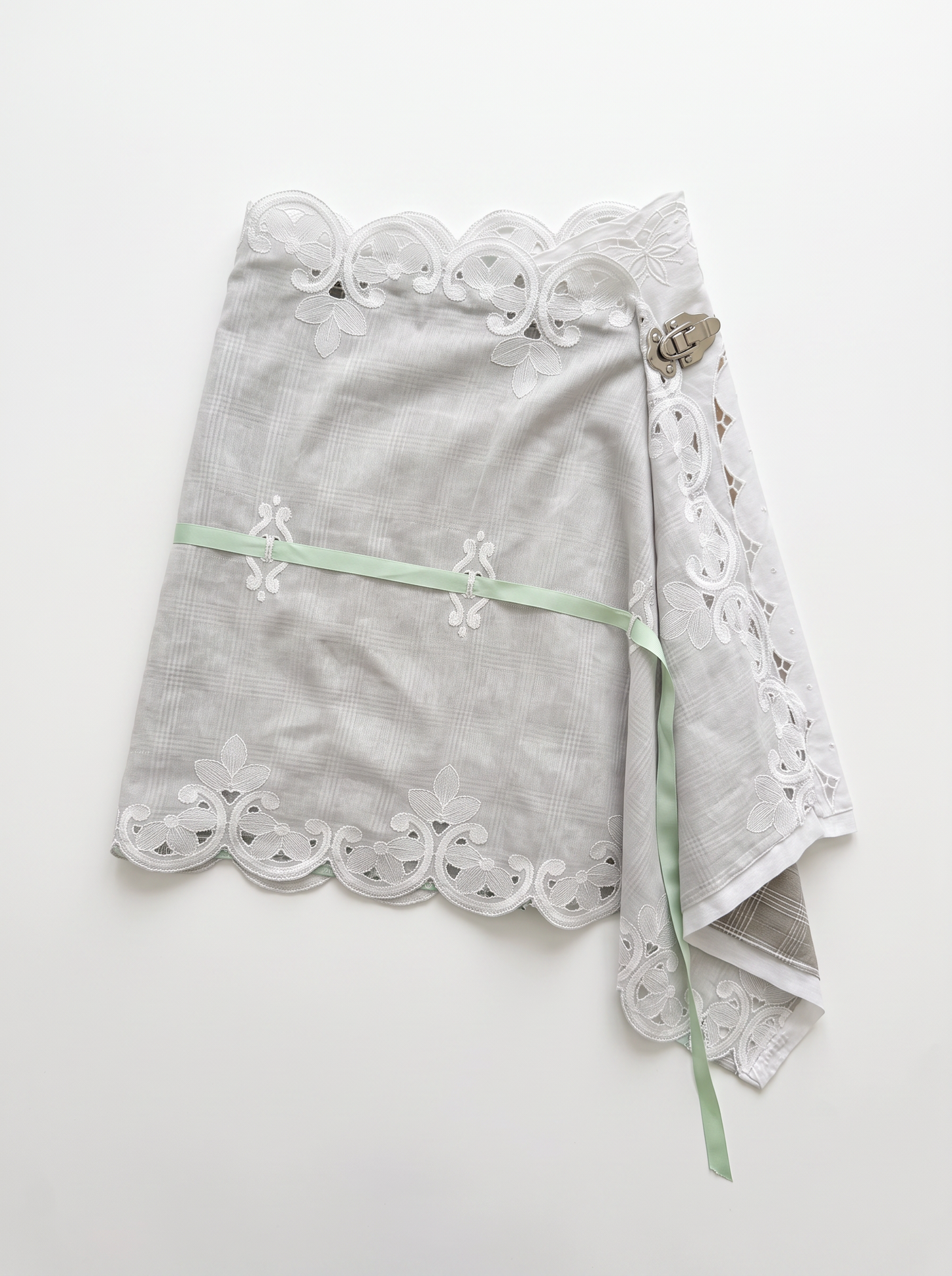 Curtain No. 022 | 'Green Ribbon' Midi Wrap Skirt