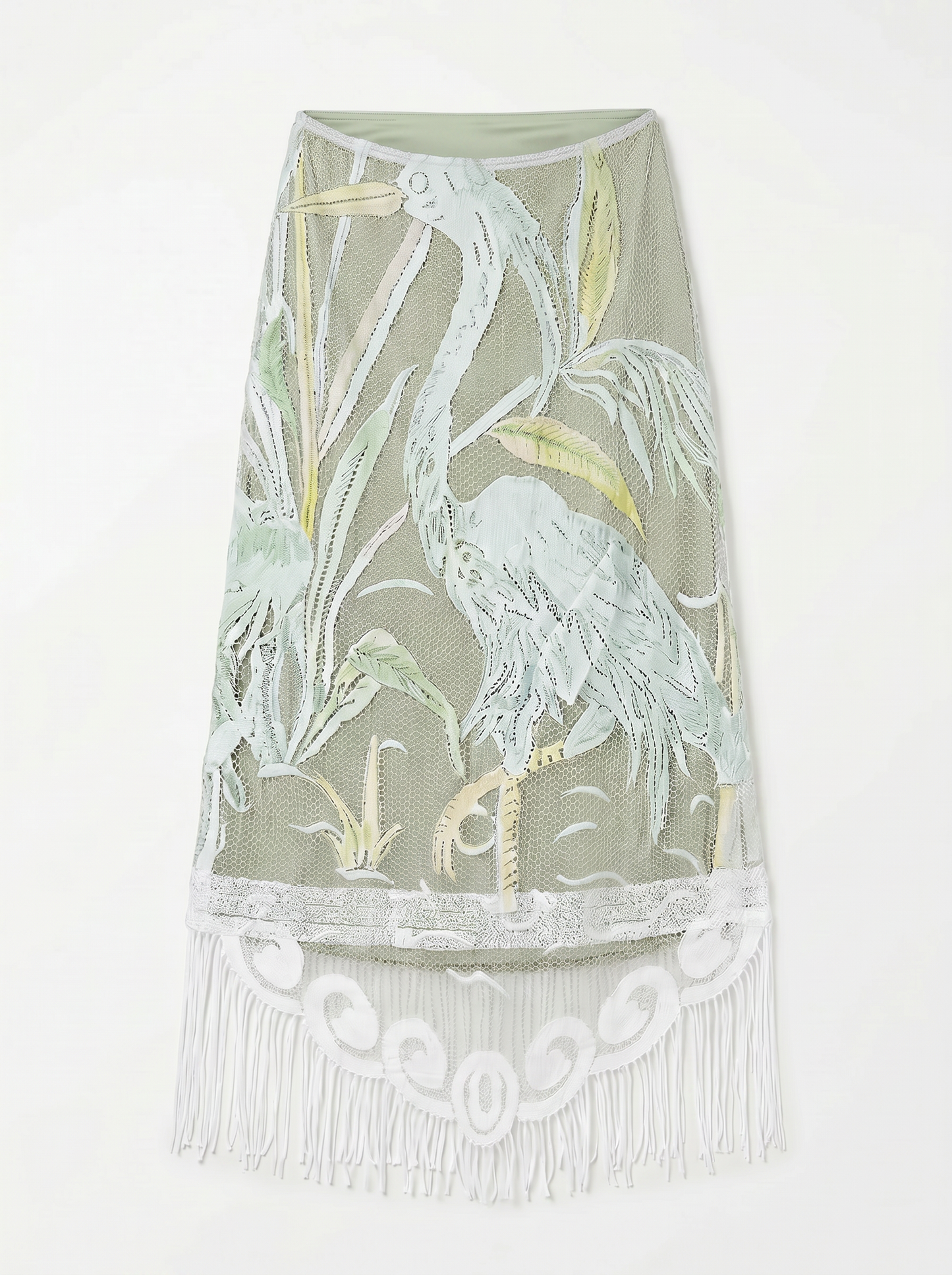 Upcycled 'Heron' Long Lace Skirt (L)
