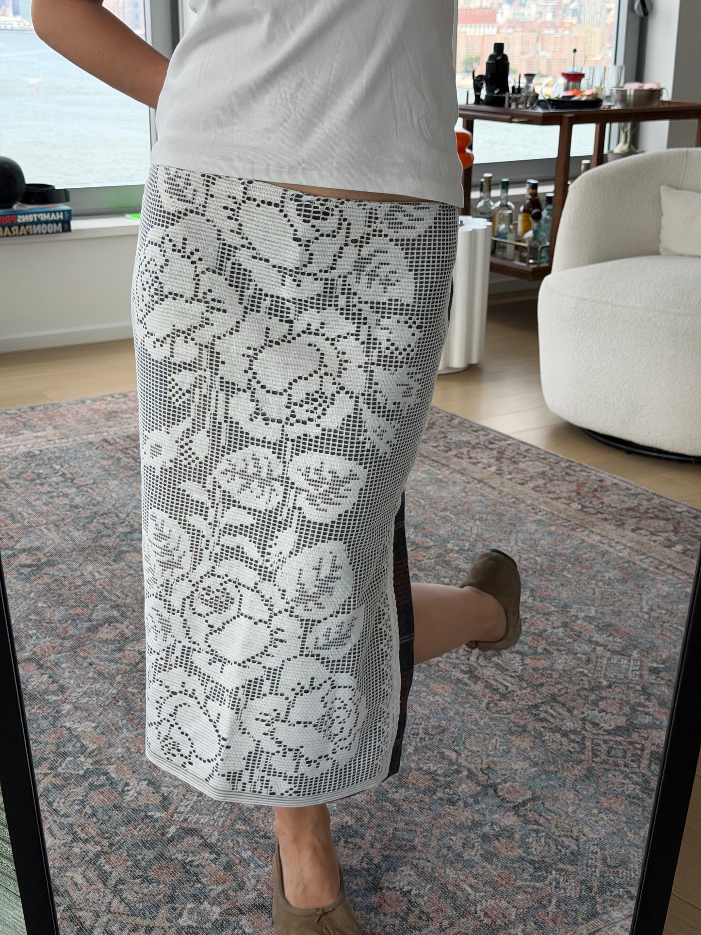 Upcycled Midi Lace Skirt (L)