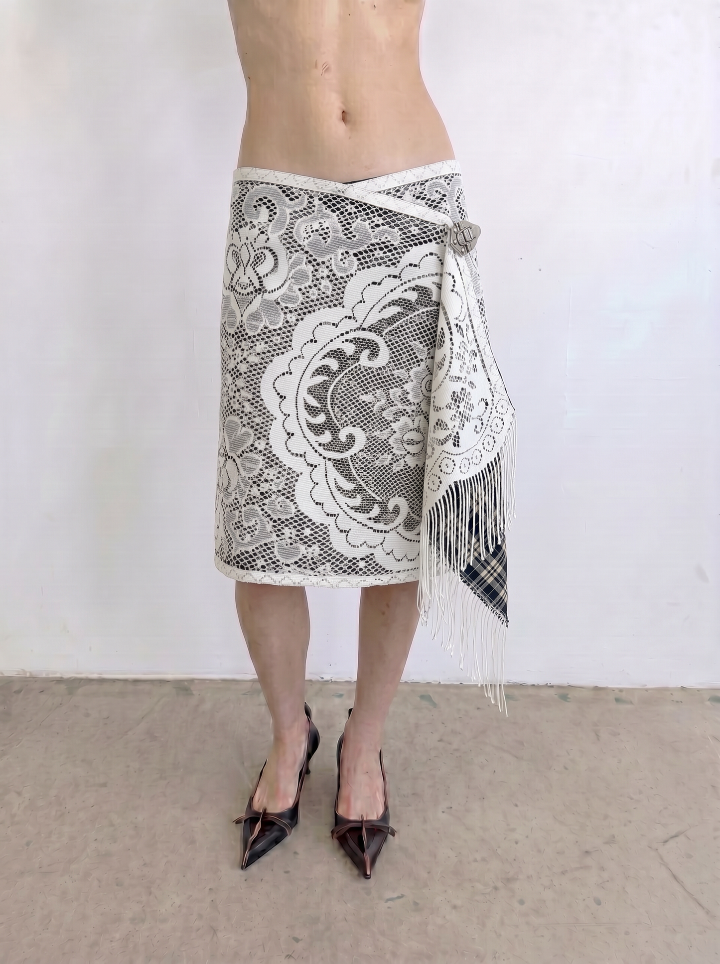 Upcycled Midi Wrap Skirt (M)