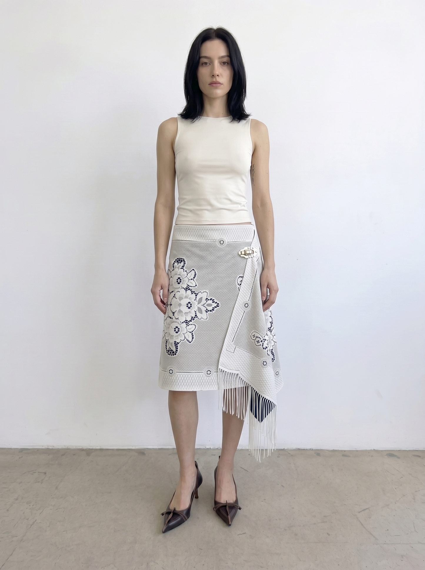 Upcycled Midi Wrap Skirt (S)