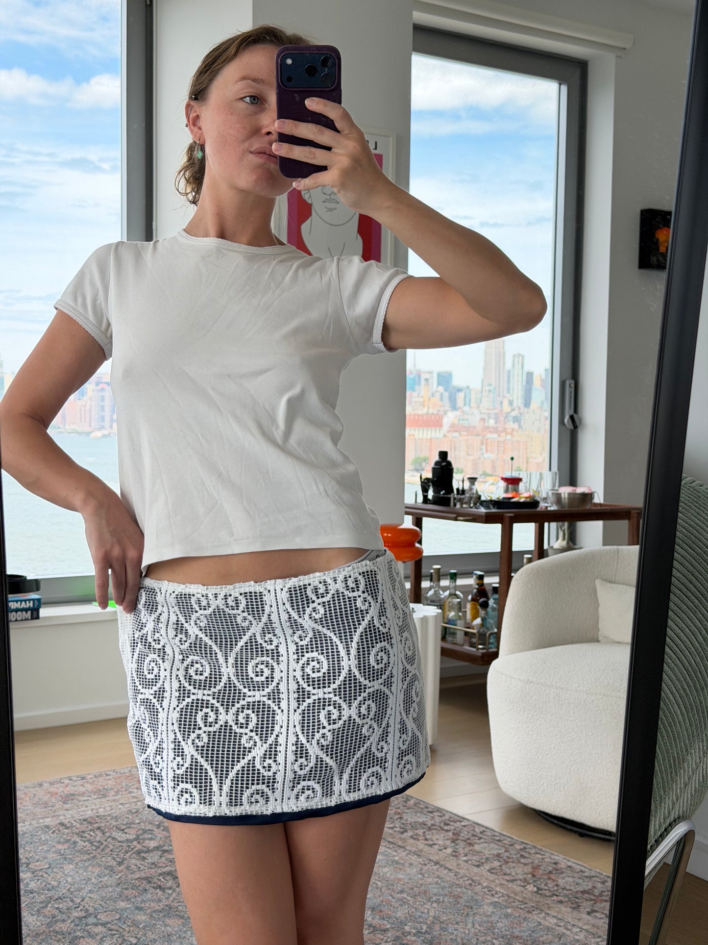 Upcycled Mini Lace Skirt (M)