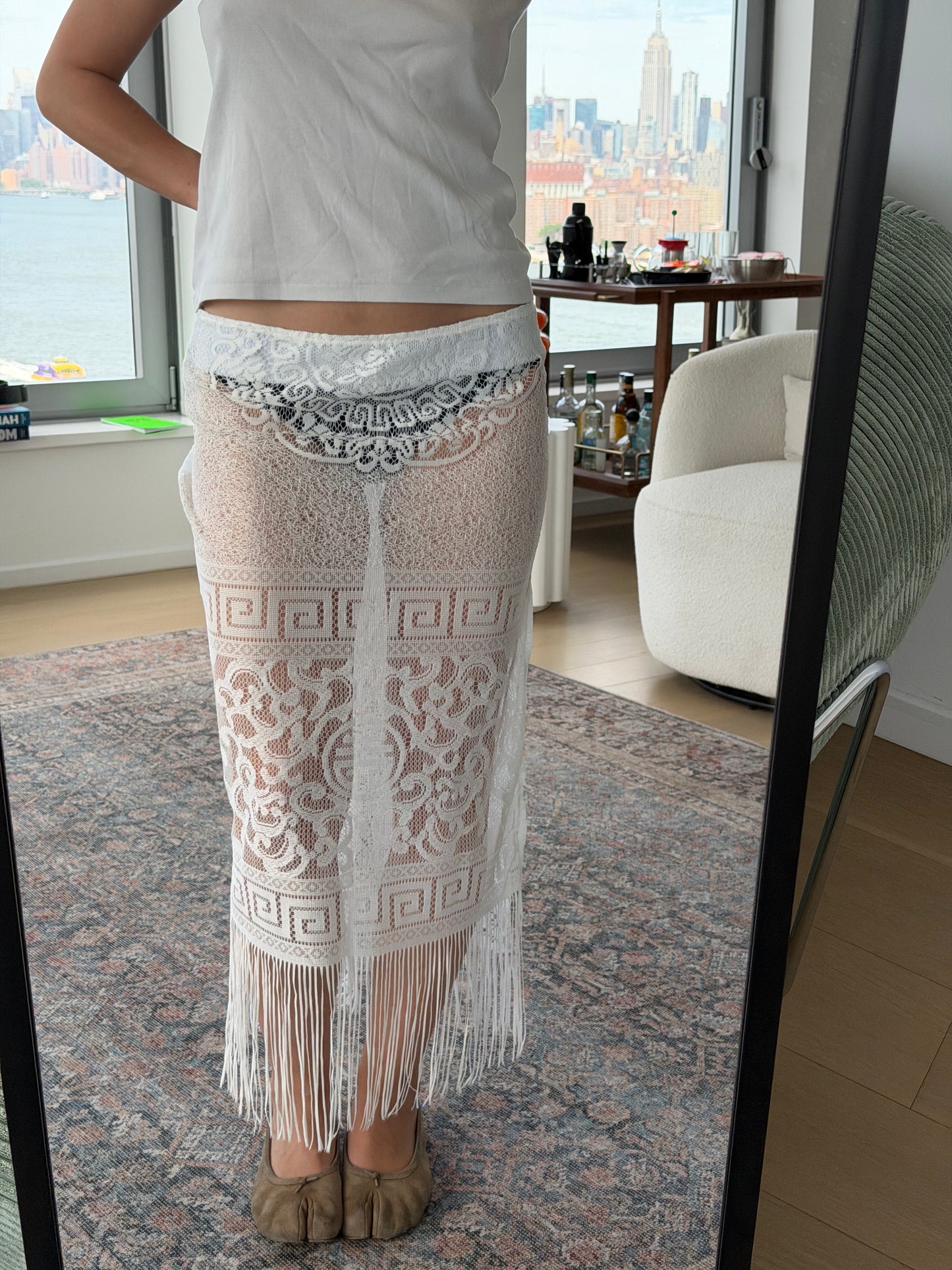 Upcycled Long Lace Skirt (M)