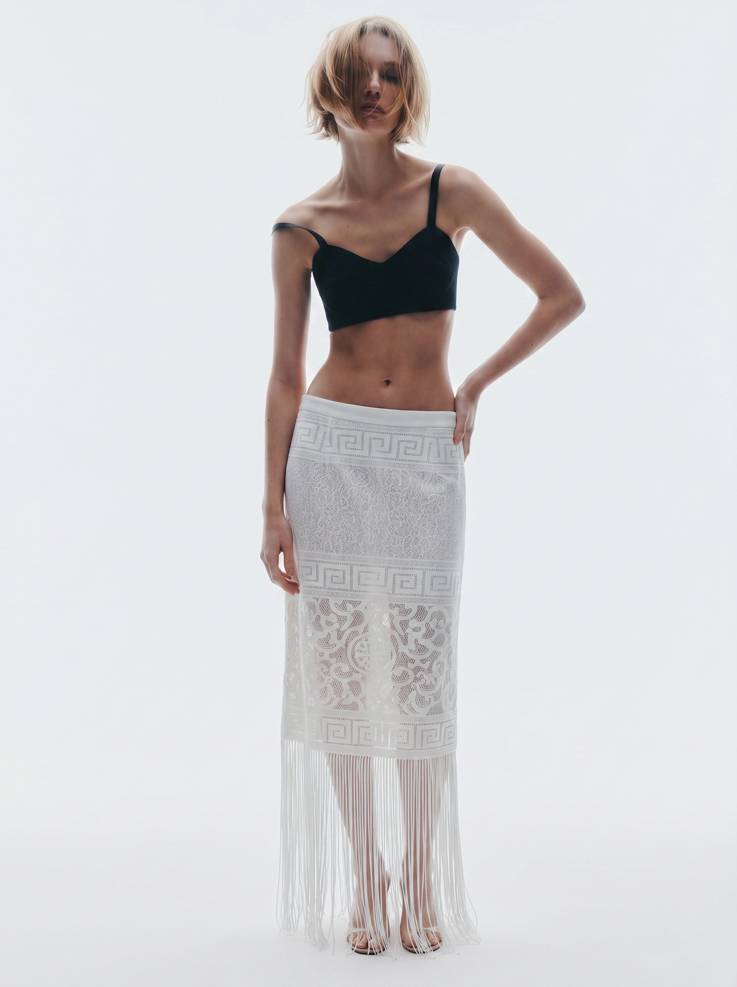 Upcycled Long Lace Skirt (M)