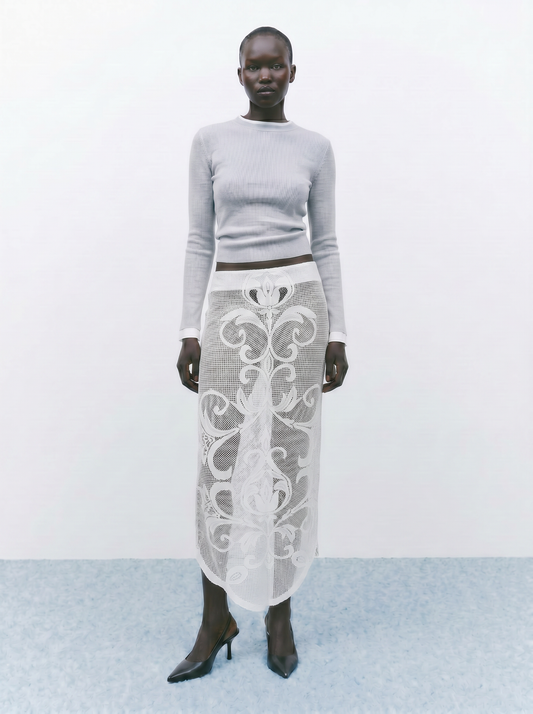 Upcycled Long Lace Skirt (S)