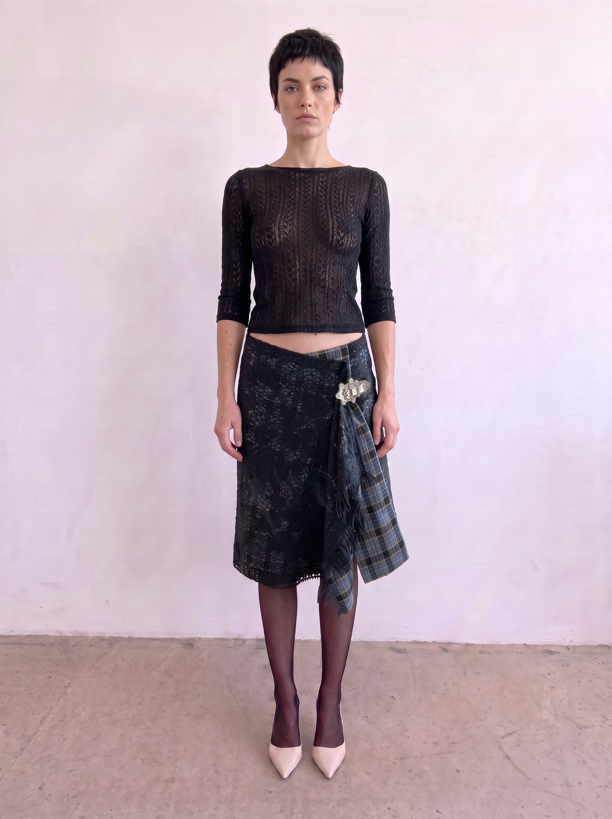 Repurposed Textiles Curtain No. 065 | 'Black' Midi Wrap Skirt – in House Blend