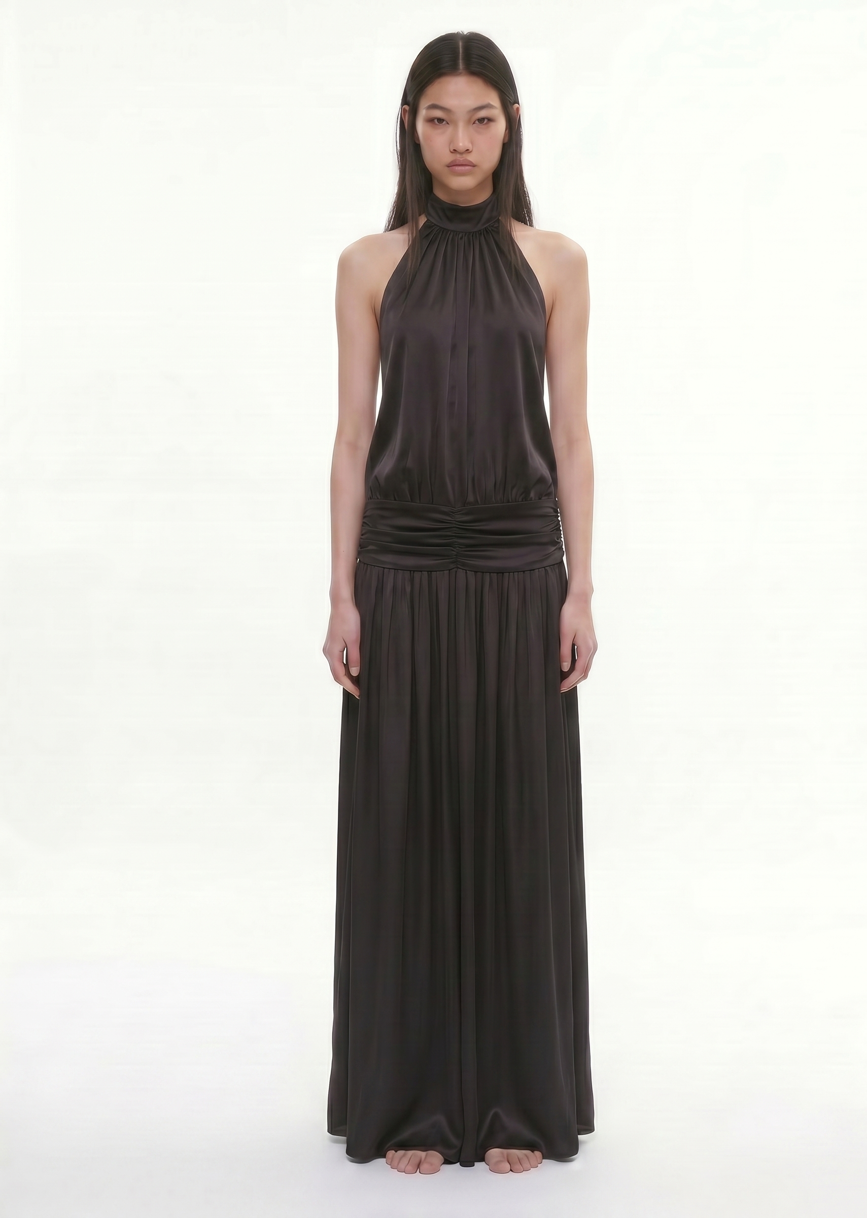 Backless Silk Long Black Dress