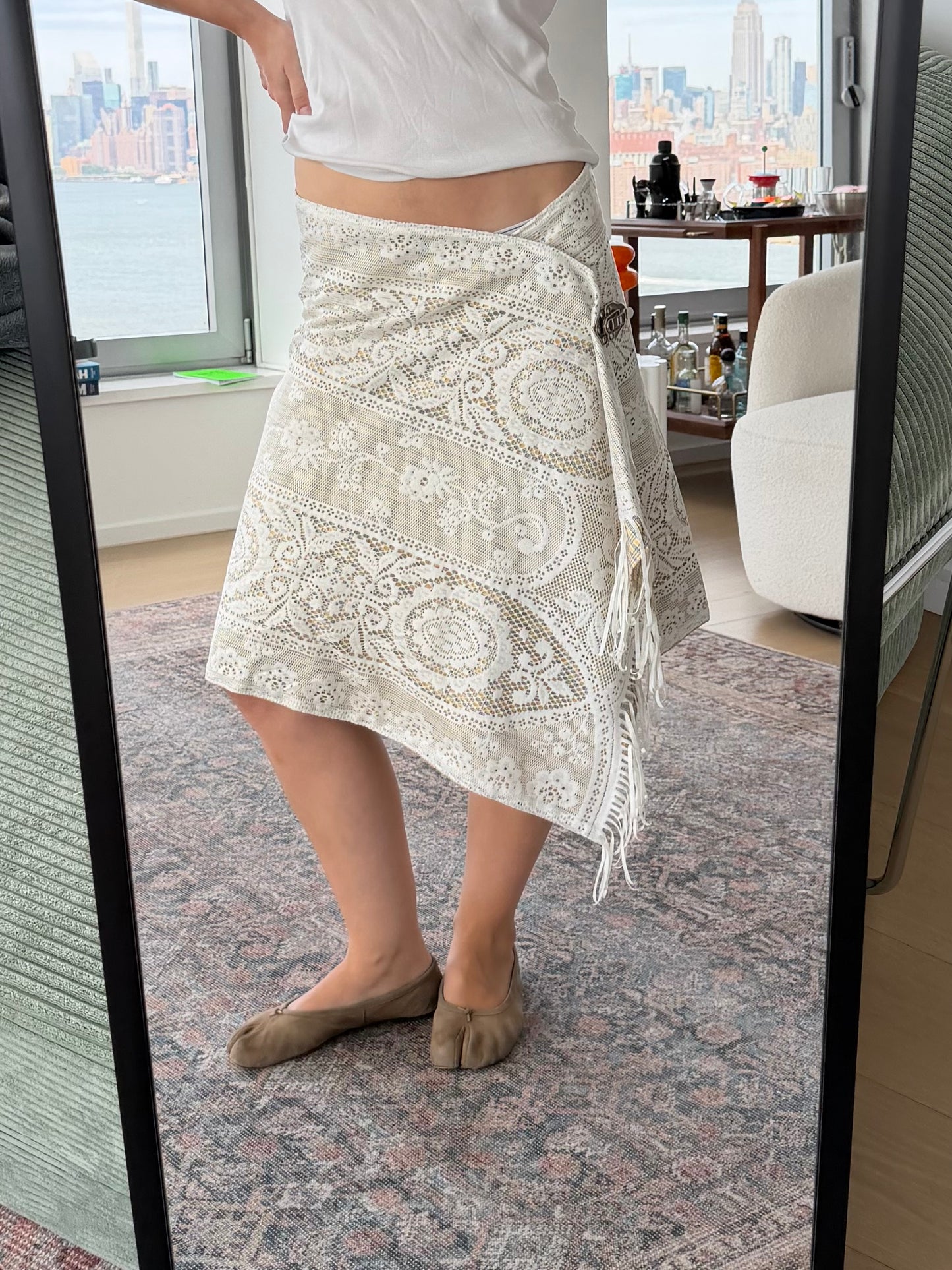 Upcycled Midi Wrap Skirt (S)