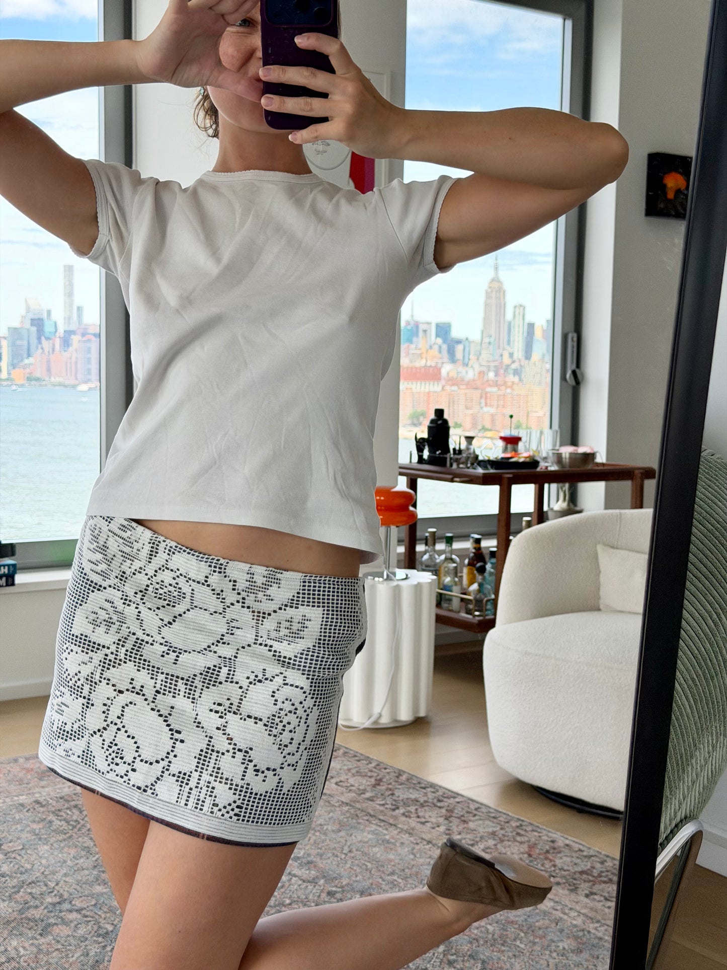 Upcycled Mini Lace Skirt (S)