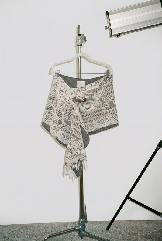 Upcycled Lace Wrap Mini Skirt