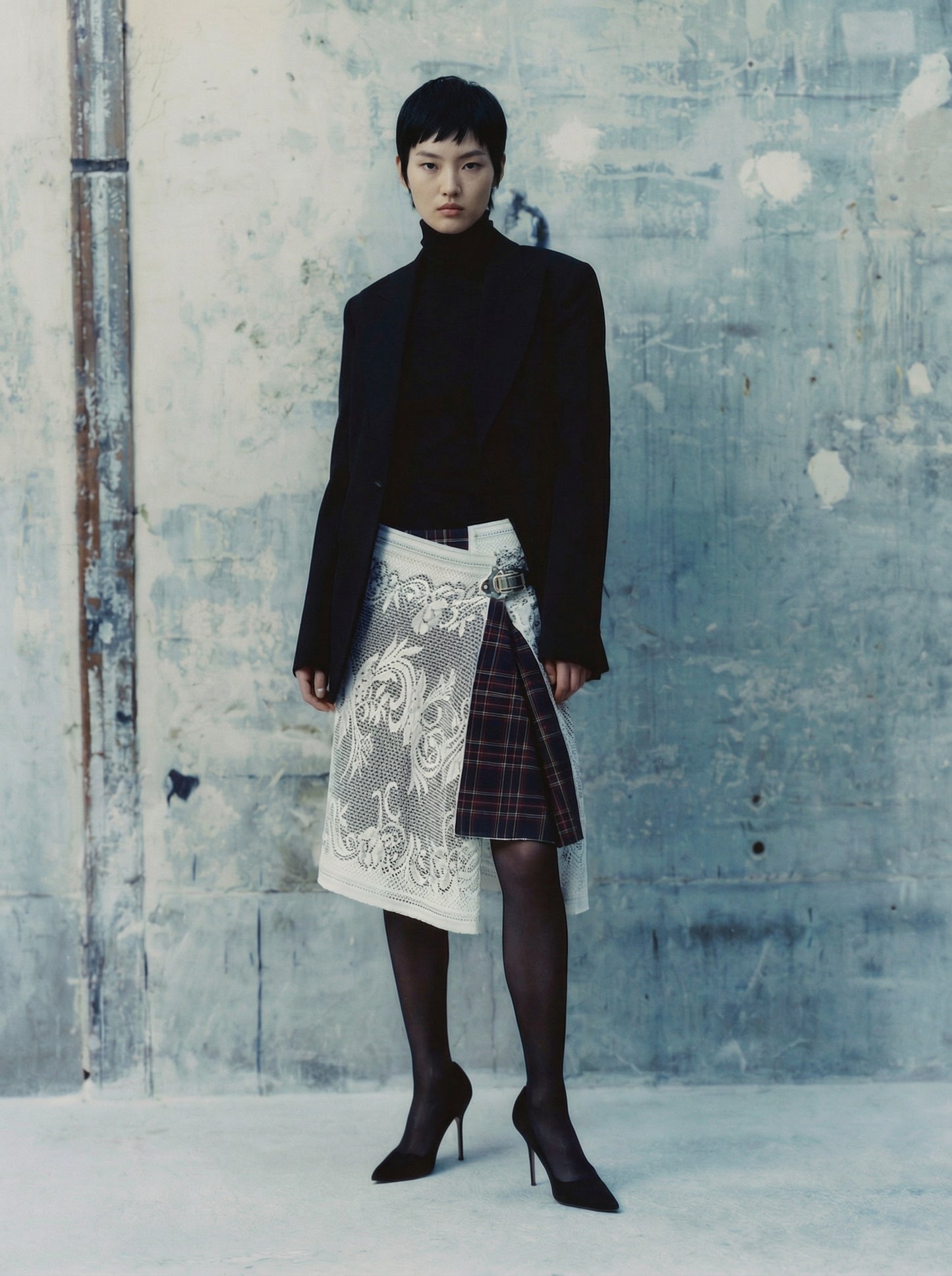 Upcycled Lace Wrap Midi Skirt